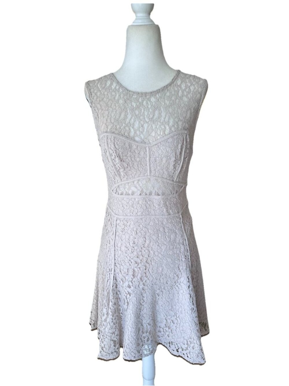 Victoria's Secret Fit & Flare Floral Lace Cotton Crochet Dress Ecru Size 4